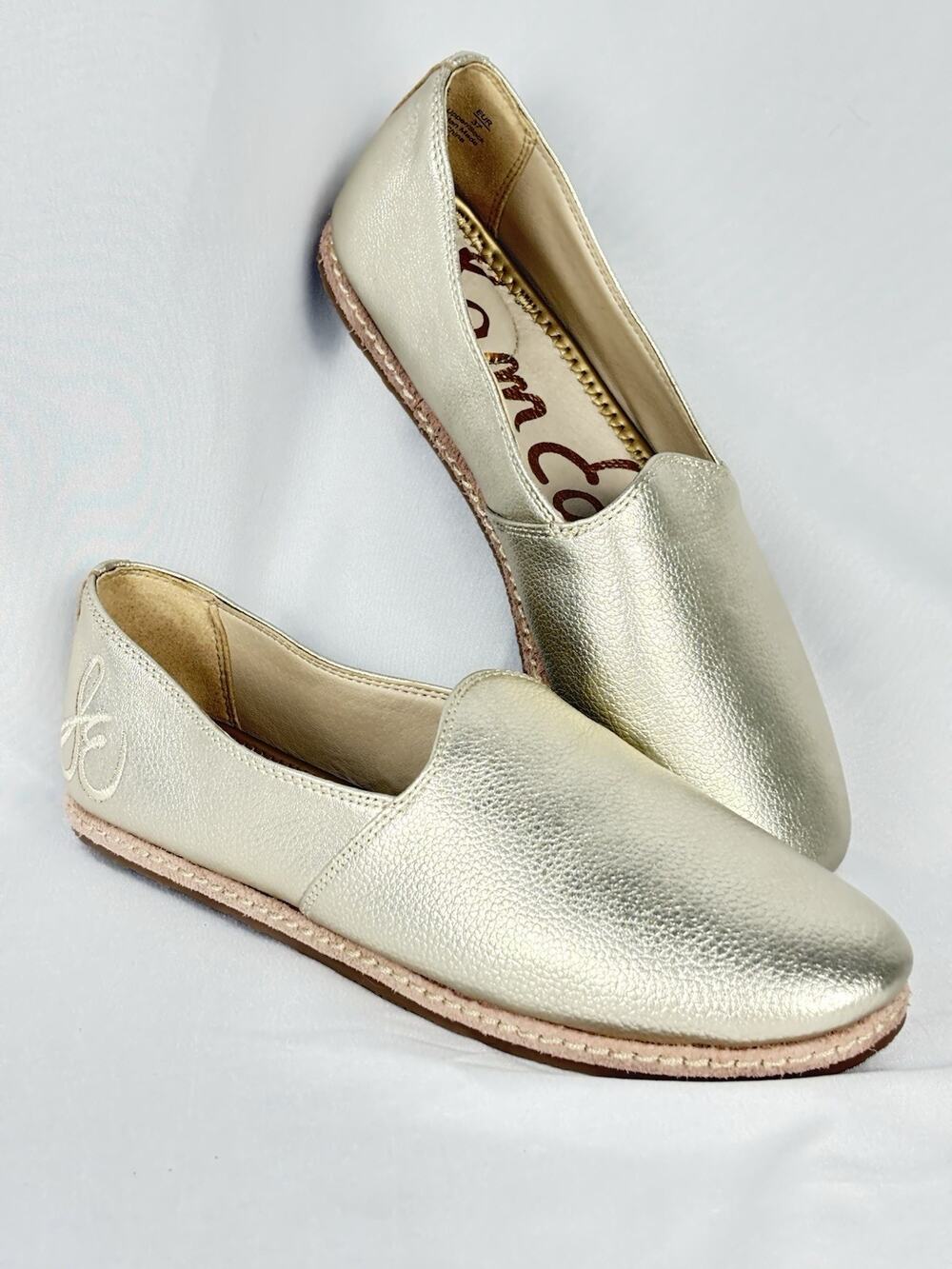 Sam Edelman Everie Gold Metallic Leather Jute Loafer Flats Women’s Sz 7M Slip On